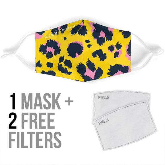 Yellow & Pink Leopard Style Protection Face Mask