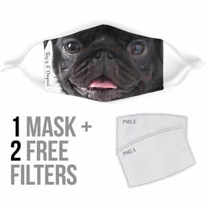 Lucky Black Puggy Pug Happy Face Protection Face Mask