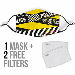 Yellow With Danger Zone Stripes Protection Face Mask