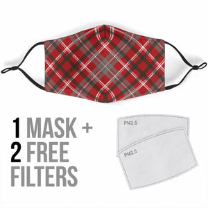 Amazing Dark Red Tartan Protection Face Mask