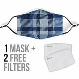 Classic Blue Tartan  Protection Face Mask