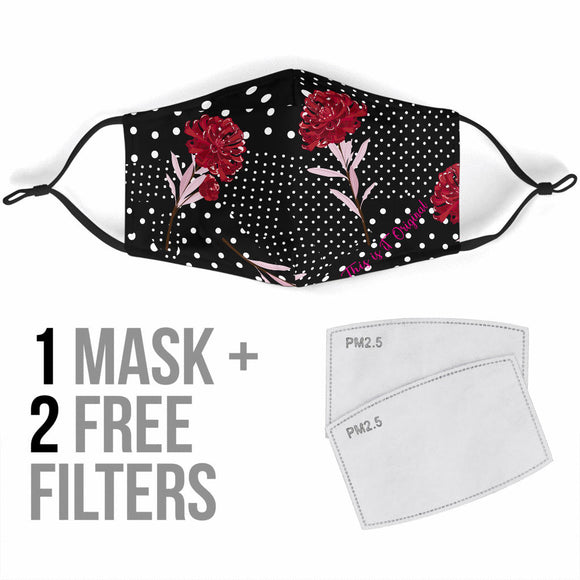 Dots Style With Red Flowers Protection Face Mask