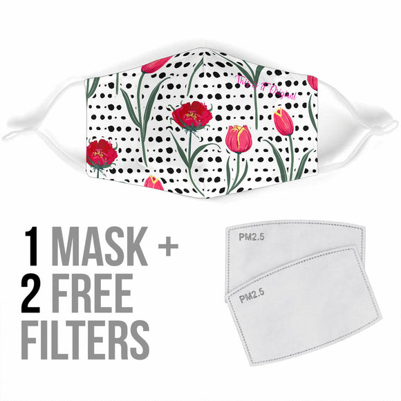 Dots Style With Tulip & Poppy Protection Face Mask