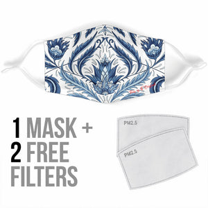 Luxurious Paisley Ornamental Design White & Blue Protection Face Mask