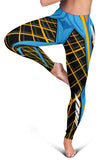 Racing Style Black & Light Blue Women's Leggings