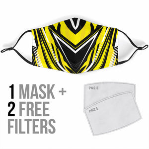 Racing Style Black & Yellow Protection Face Mask