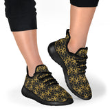 Black & Gold Geometric Mesh Knit Sneakers