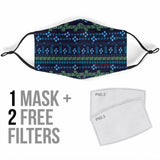 Dark Blue Folk Ornament Protection Face Mask