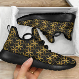 Black & Gold Geometric Mesh Knit Sneakers