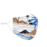 Pink & Blue Palm Tree With Stripes Style Protection Face Mask