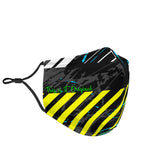 Racing Style Blue With Yellow Stripes Design One Protection Face Mask