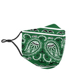 Green Bandana Design With Paisley Style Protection Face Mask