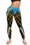 Racing Style Black & Light Blue Women's Leggings