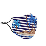 Blue Palm Tree With Stripes Style Protection Face Mask