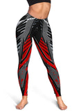 Racing Style Wild Red & Black & Grey Colorful Vibe Women's Leggings