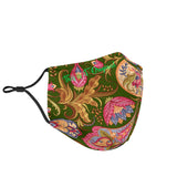 Dark Green & Pink Paisley Pattern Protection Face Mask