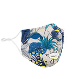 Floral Tropical Design in Blue With Wild Animals Protection Face Mask