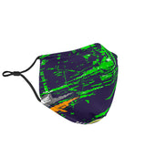 Classic Racing Design Deep Blue & Neon Green Protection Face Mask