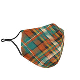 Classic Luxury Tartan Design Orange & Green Protection Face Mask