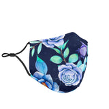 Deep Blue Floral Art Protection Face Mask