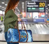 Special Navy Light Blue Tie Dye Design - Golden Lion Head Style - Travel Bag