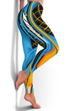 Racing Style Black & Light Blue Women's Leggings